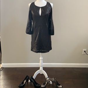BCBG MaxAzria sequin cold shoulder cocktail dress
